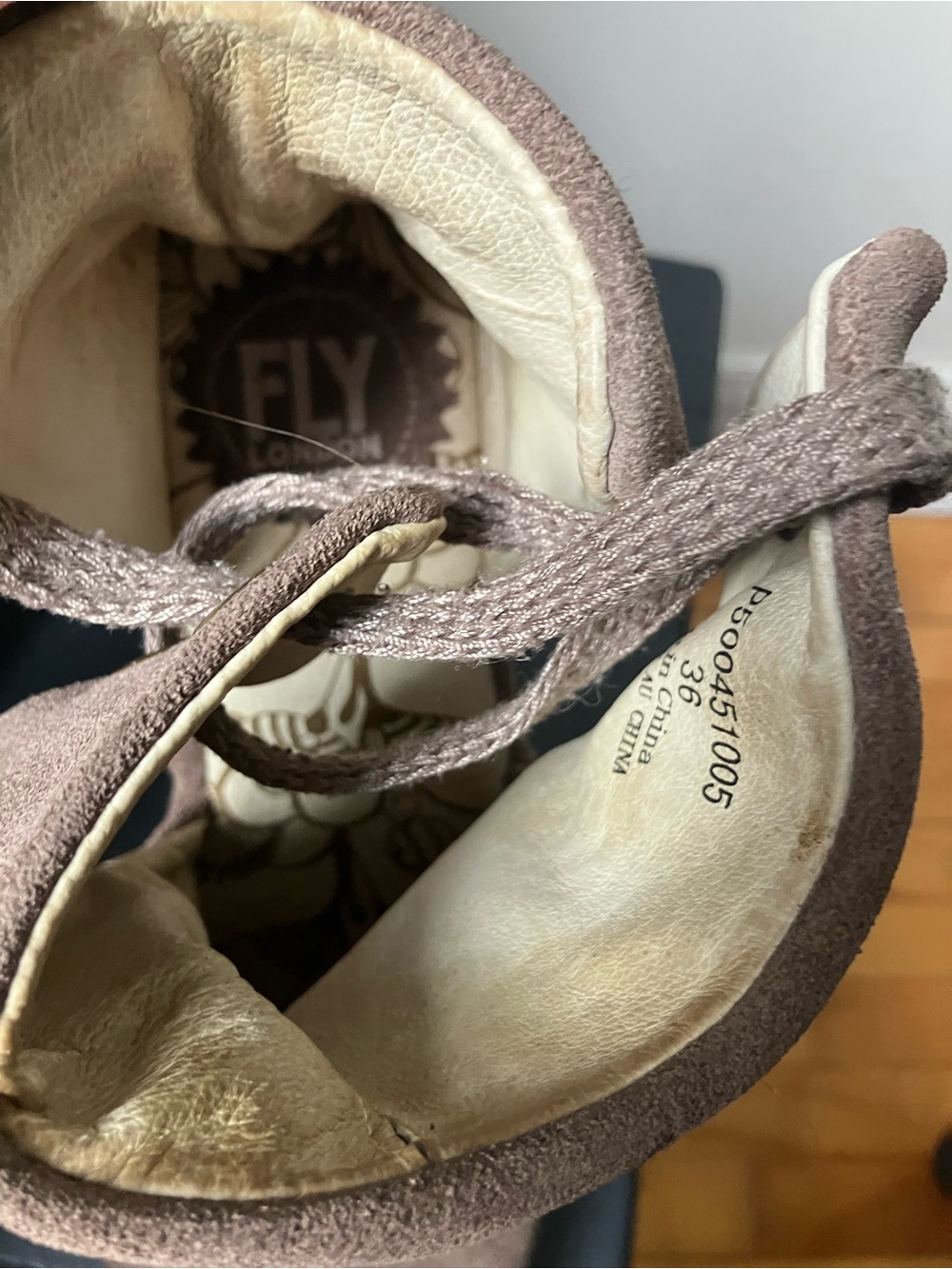 Fly London Taupe Suede Peep-Toe Wedge Ankle Booties - Picture 3 of 3